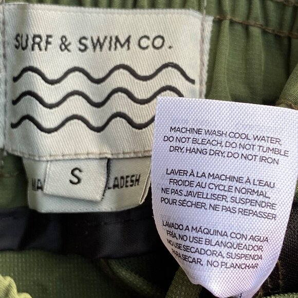 Trunks Surf & Swim Co Mens Multi Purpose Short 6.5 in Sz S Army Green Jacquard - Picture 12 of 12